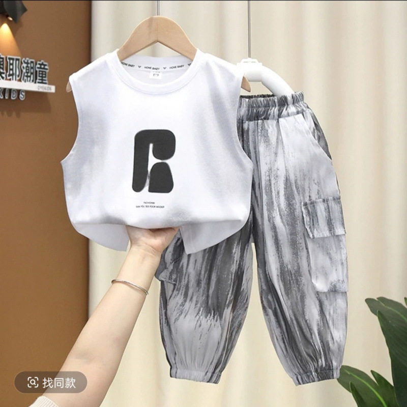 男童夏季背心套装2025新款儿童
