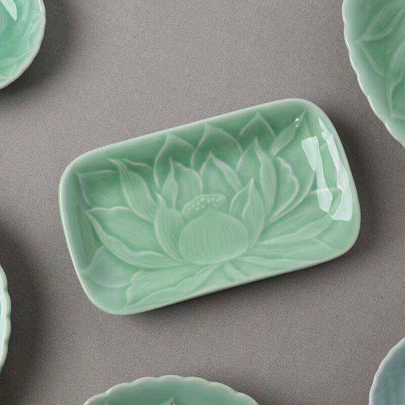 青瓷玉芝莲醋碟蘸碟调味小碟子圆形家用酒店摆台陶瓷健康餐具