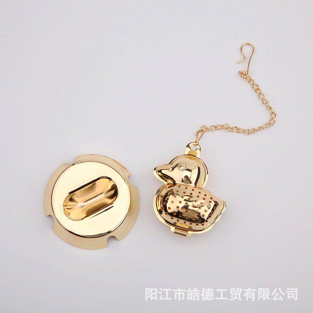 国内现货热销锈钢304金色鸭子卡通米奇茶隔滤茶器 品质出口日本