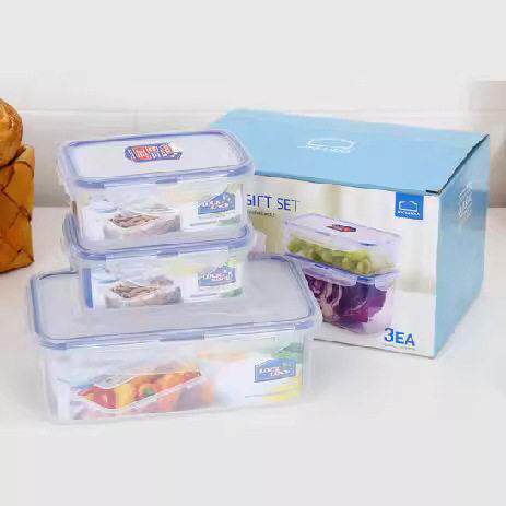 保鲜盒塑料三件套家用微波大容量饭盒礼品套装HPL817S001