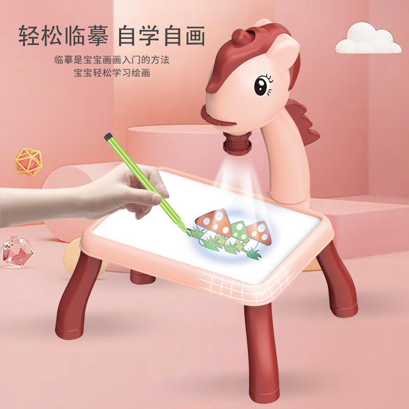 趣味儿童投影绘画素描桌灯光音乐多功能画板女孩启蒙过家家玩具