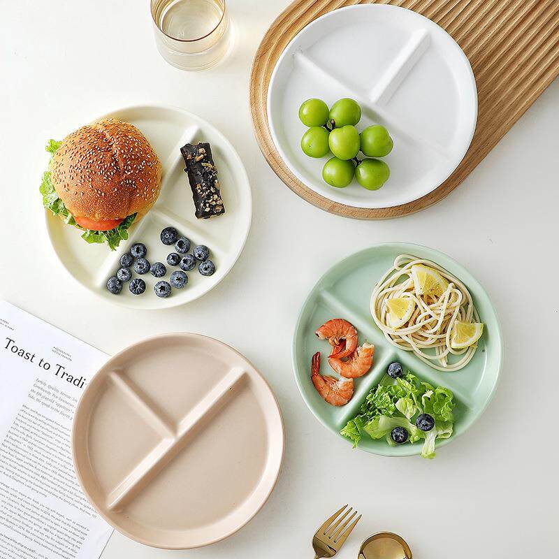 北欧风陶瓷餐具211分格餐盘家用分餐盘早餐盘子菜盘饭盘简约