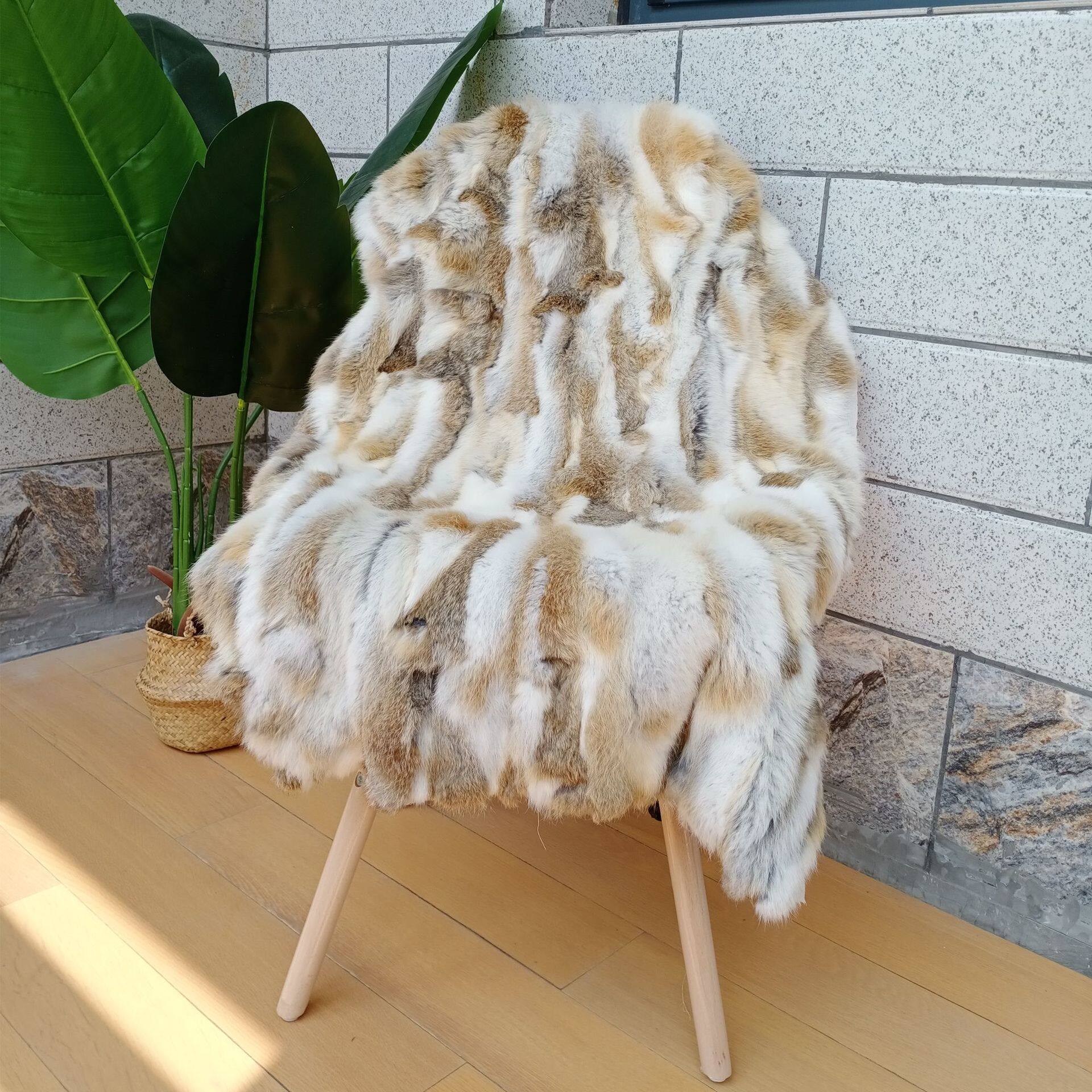兔毛绒毯子样板间礼品定制贝贝绒冬季办公室单人午睡皮草毛毯沙发