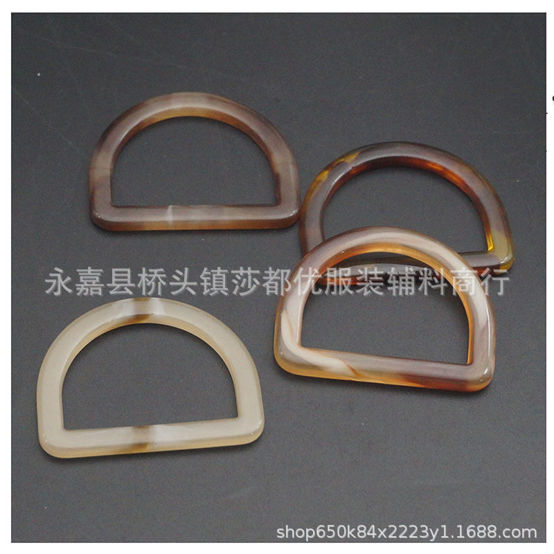现货咖色豹纹树脂D环半圆环风衣