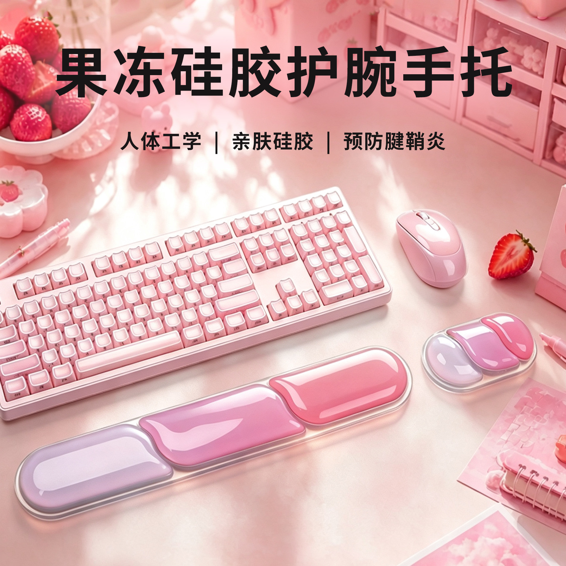 透明硅胶键盘手托鼠标手护腕垫办公鼠标腕托掌托键盘托手腕垫女生