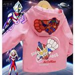 女童赛罗奥特曼棉衣带灯加绒外套带灯2026新款正版女宝薄款冲锋衣