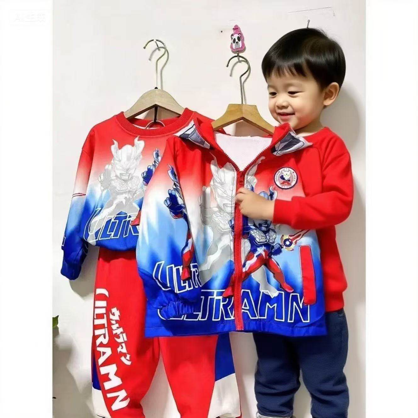 初秋亮灯迪迦奥特曼男童两件套纯棉卫衣镜片儿童韩版透气欧布套装