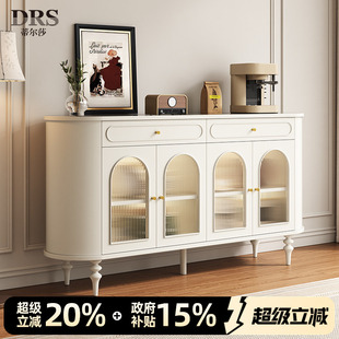 法式奶油风餐边柜2026新款实木玄关柜客厅简约现代复古斗柜储物柜