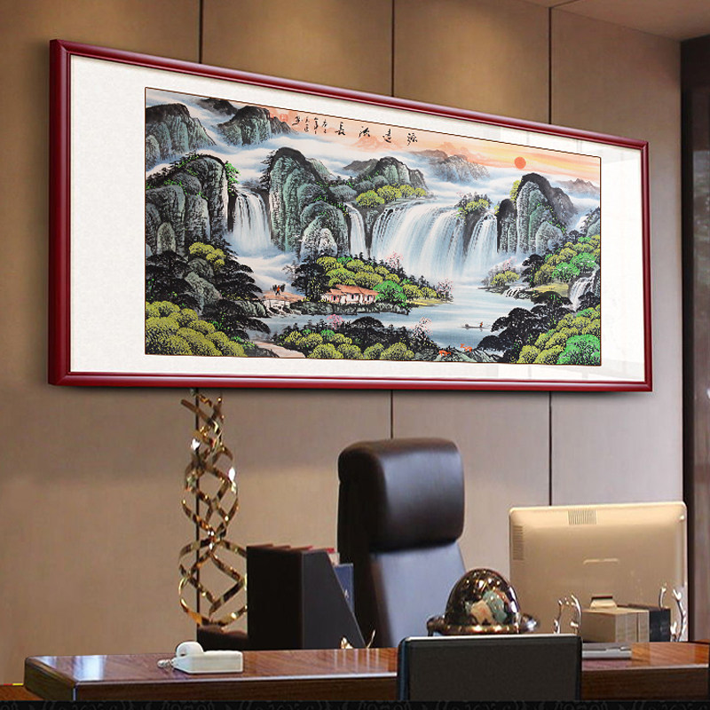 源远流长山水画国画纯手绘真迹客厅背景墙挂画办公室装饰字画_虎窝淘
