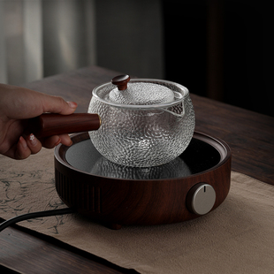 锤纹玻璃茶壶侧把壶煮茶电陶炉煮茶壶玻璃耐高温家用烧茶茶水分离