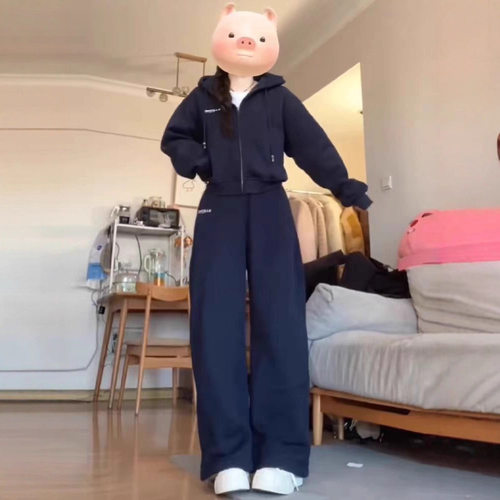 学院风秋冬运动服套装女2025新款学生宽松显瘦休闲百搭通勤两件套