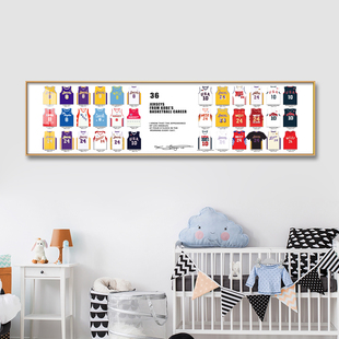 科比球衣床头挂画卧室装饰画篮球NBA全明星球星壁画儿童房墙画