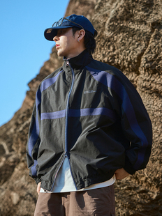 J082 TANOXI 机能复古拼接校服标语印花日系宽松休闲夹克外套