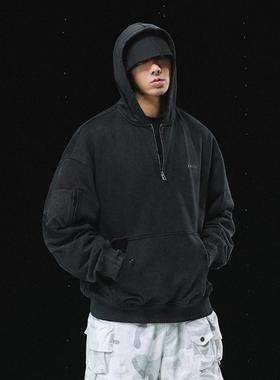 TANOXI x AFTERWROKS AW-H07 联名 恒温暖皮 水洗做旧 半拉链帽衫