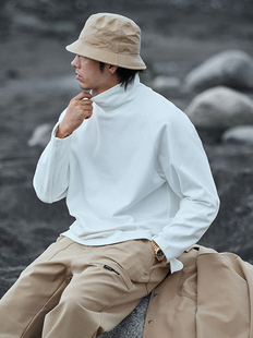 T031 高领打底长袖 宽松休闲 日系内搭纯色 T恤男 毛巾底 TANOXI