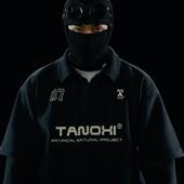 T283 蜡染空气珠地棉 水洗做旧破碎印花假两件POLO衫 TANOXI 长袖