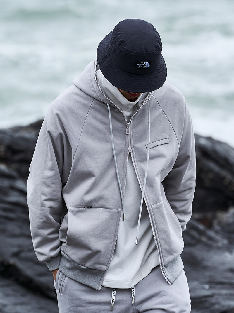 【潮woo专属】tanoxi h015皮马棉重磅加绒双拉链帽衫连帽外套夹克