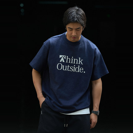 TANOXI T302 竹节棉印花短袖男夏季宽松上衣宽松透气半袖T恤TEE