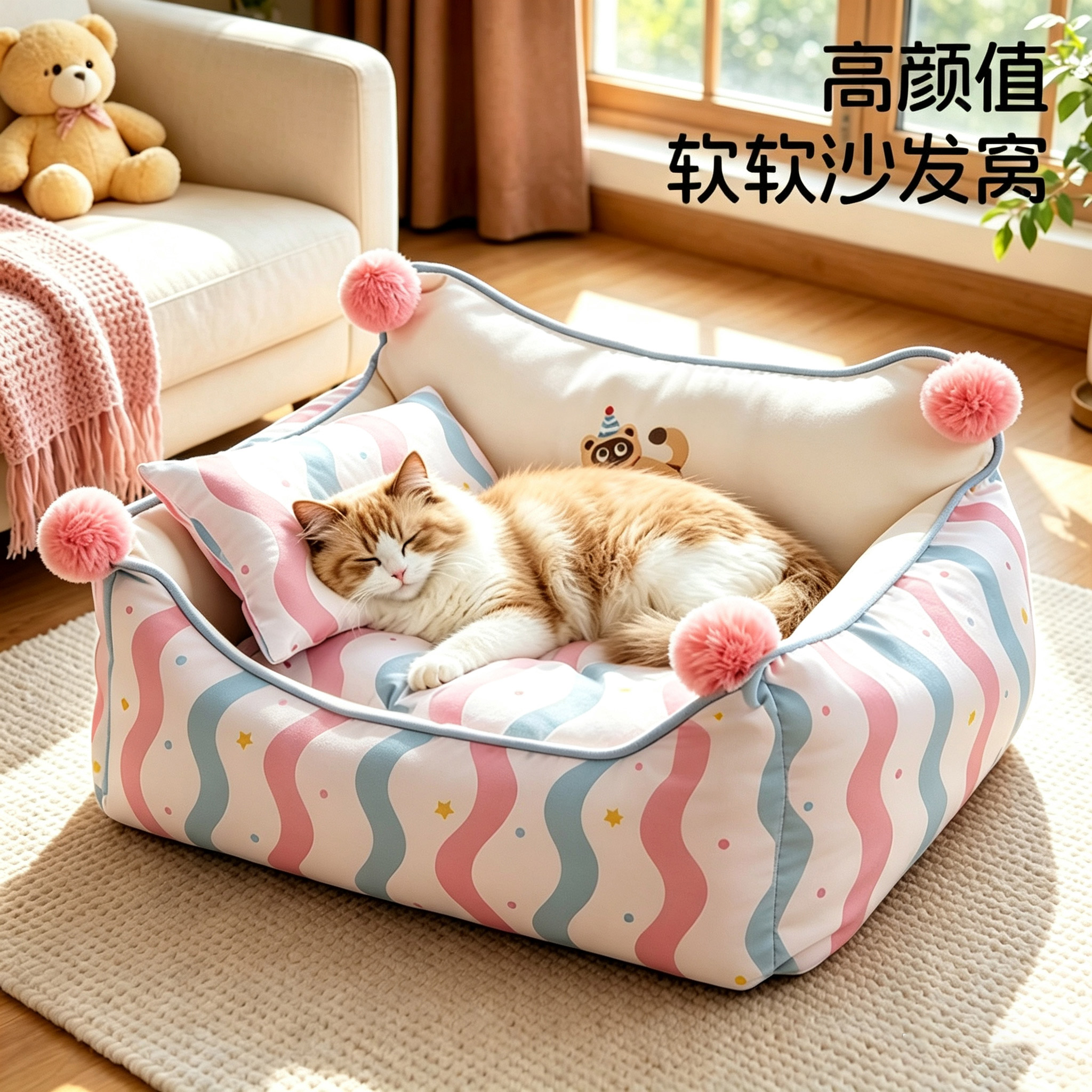 猫窝四季通用半封闭式安全感猫咪沙发躺椅小型犬狗窝新式宠物猫床