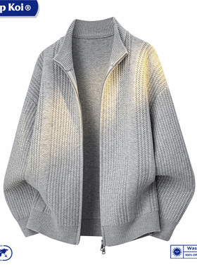 WASSUP KOI联名韩系立领简约纯色开衫毛衣秋季宽松休闲针织衫上衣