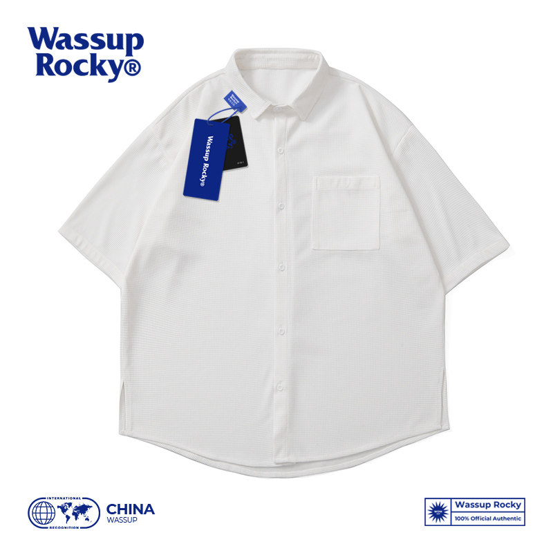 WassupRocky华夫格短袖白衬衫男