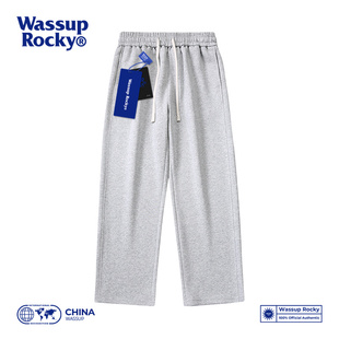 WASSUP德鲁大叔同款运动直筒长裤子男女秋冬加绒休闲宽松阔腿卫裤