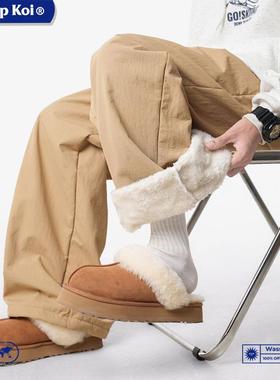 WASSUP KOI冬季北极绒休闲棉裤男士潮牌加厚保暖慵懒风百搭直筒裤