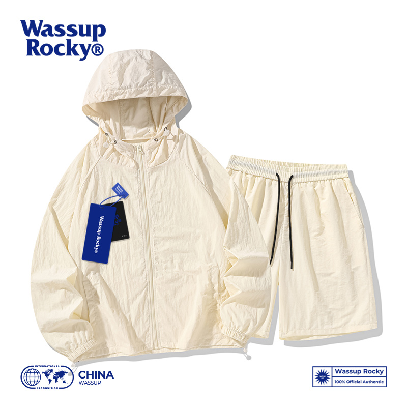 WASSUP ROCKY日系UPF50+户外骑行防晒衣套装男夏季情侣穿搭两件套