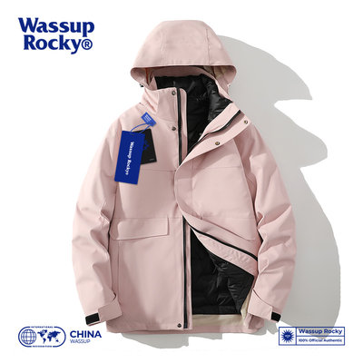 WASSUPROCKY羽绒服冲锋衣白鸭绒