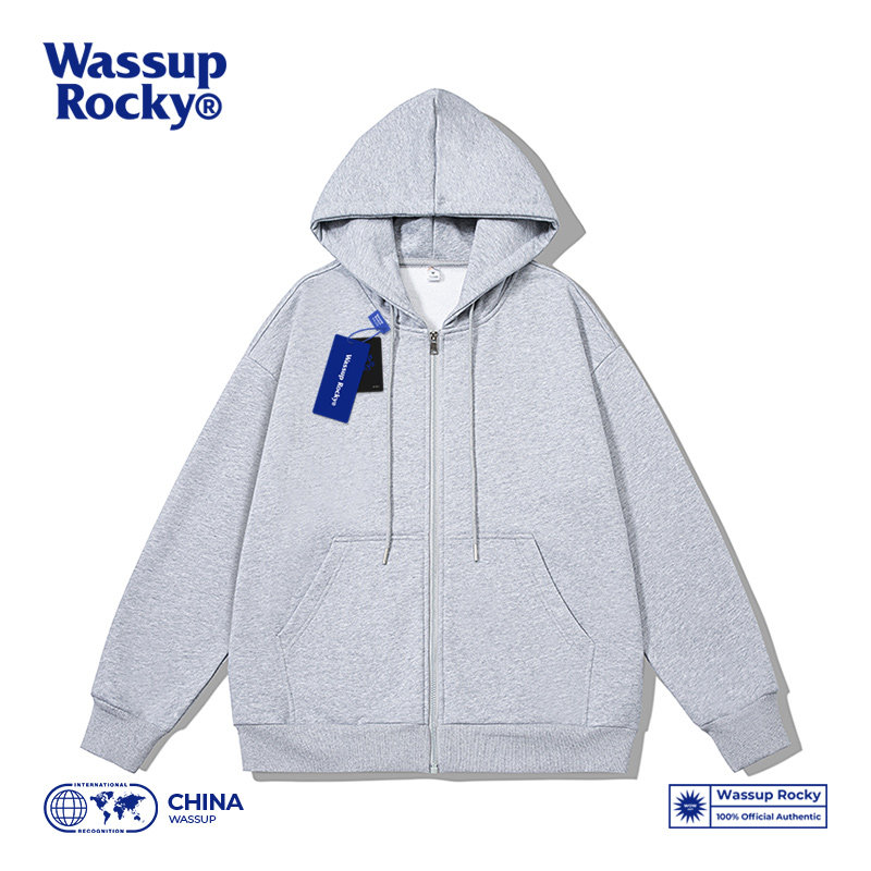 Wassup Rocky运动连帽开衫卫衣男秋冬加绒情侣宽松休闲拉链外套潮,男装,卫衣,淘宝优惠券,粉丝福利购,淘宝优惠卷