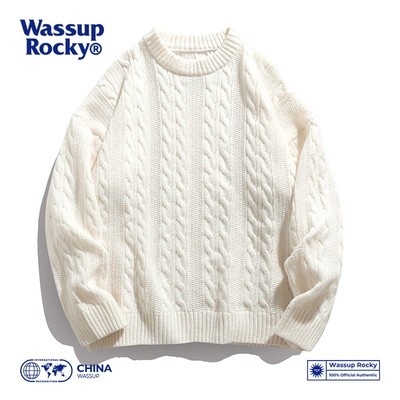 WassupRocky麻花毛衣男针织衫