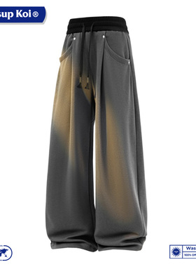 WASSUP KOI联名美式街头休闲风直筒阔腿裤男宽松长裤潮流长裤子男
