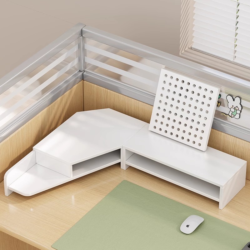 办公桌置物架转角电脑增高架三角工位拐角收纳盒桌面储物整理神器