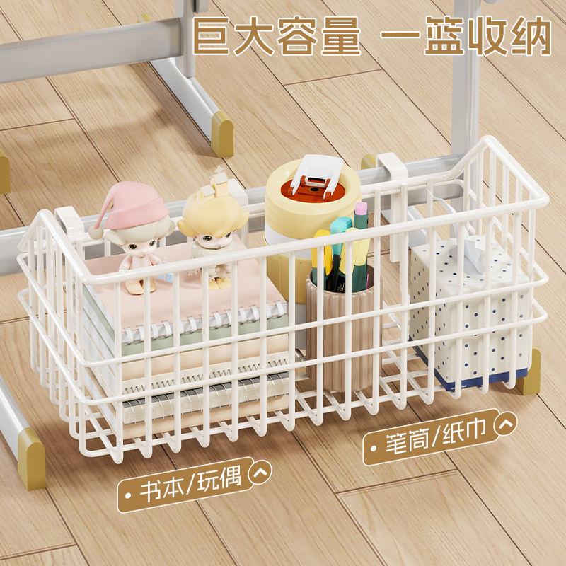 学生课桌悬挂式收纳架铁艺书立架教室书桌侧边挂篮书本文具整理神器书包存放架子多功能储物置物箱桌边放书框