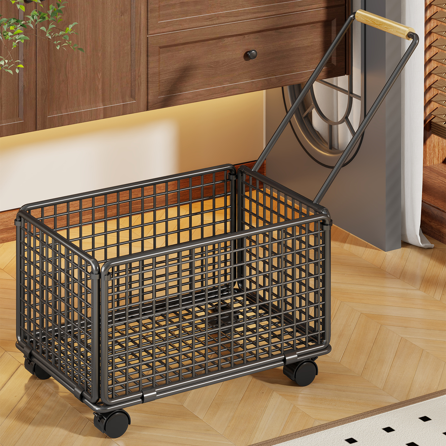 新款可移动脏衣篮化妆室洗漱台下洗护用品置物架子洗衣机旁衣物收