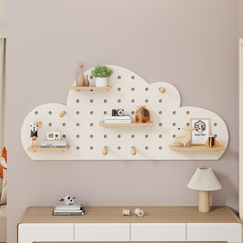 洞洞板置物架入户玄关墙上隔板壁挂收纳层架定制实木卧室墙壁装饰