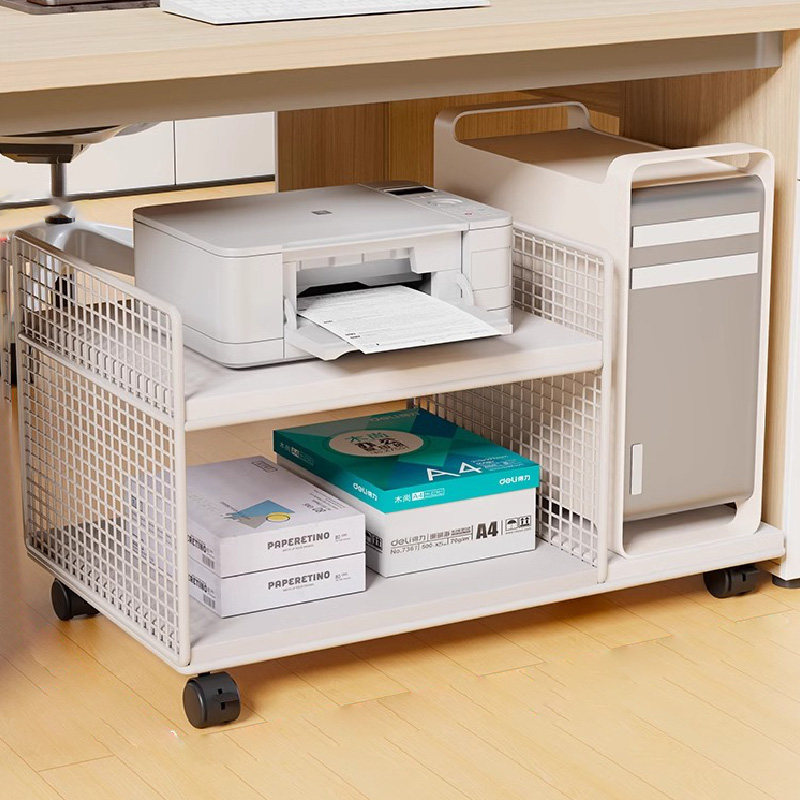 放打印机置物架落地放置柜子收纳架子可移动办公室电脑主机箱托架