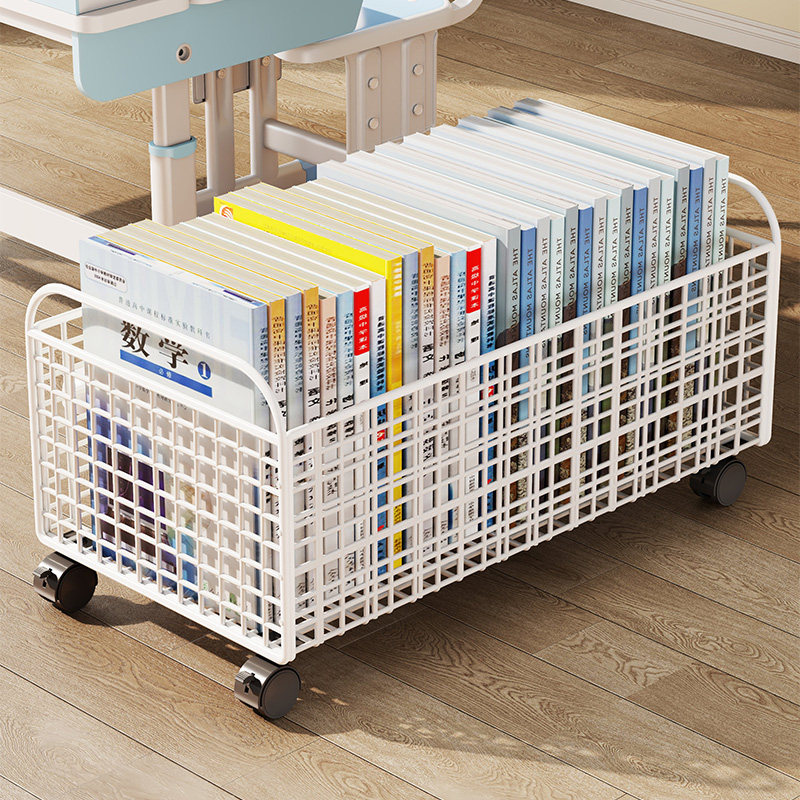 书本收纳箱教室用书箱高中生放书桌下装书小推车书包收纳架带滑轮