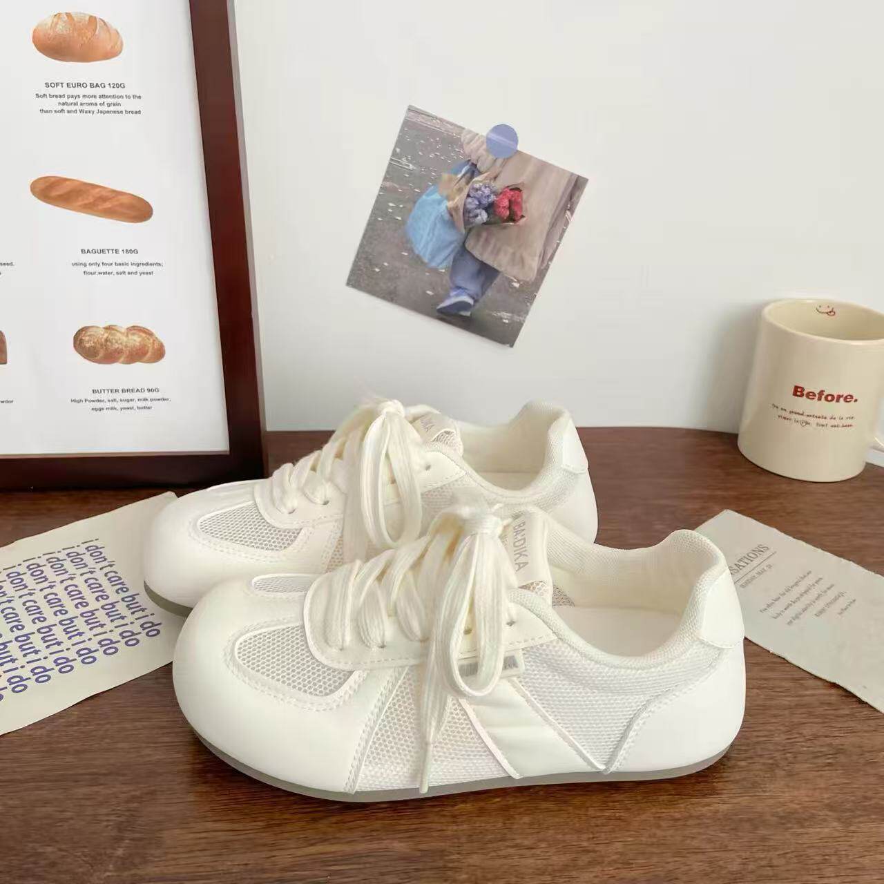奶白透网阿甘板鞋女丑萌2