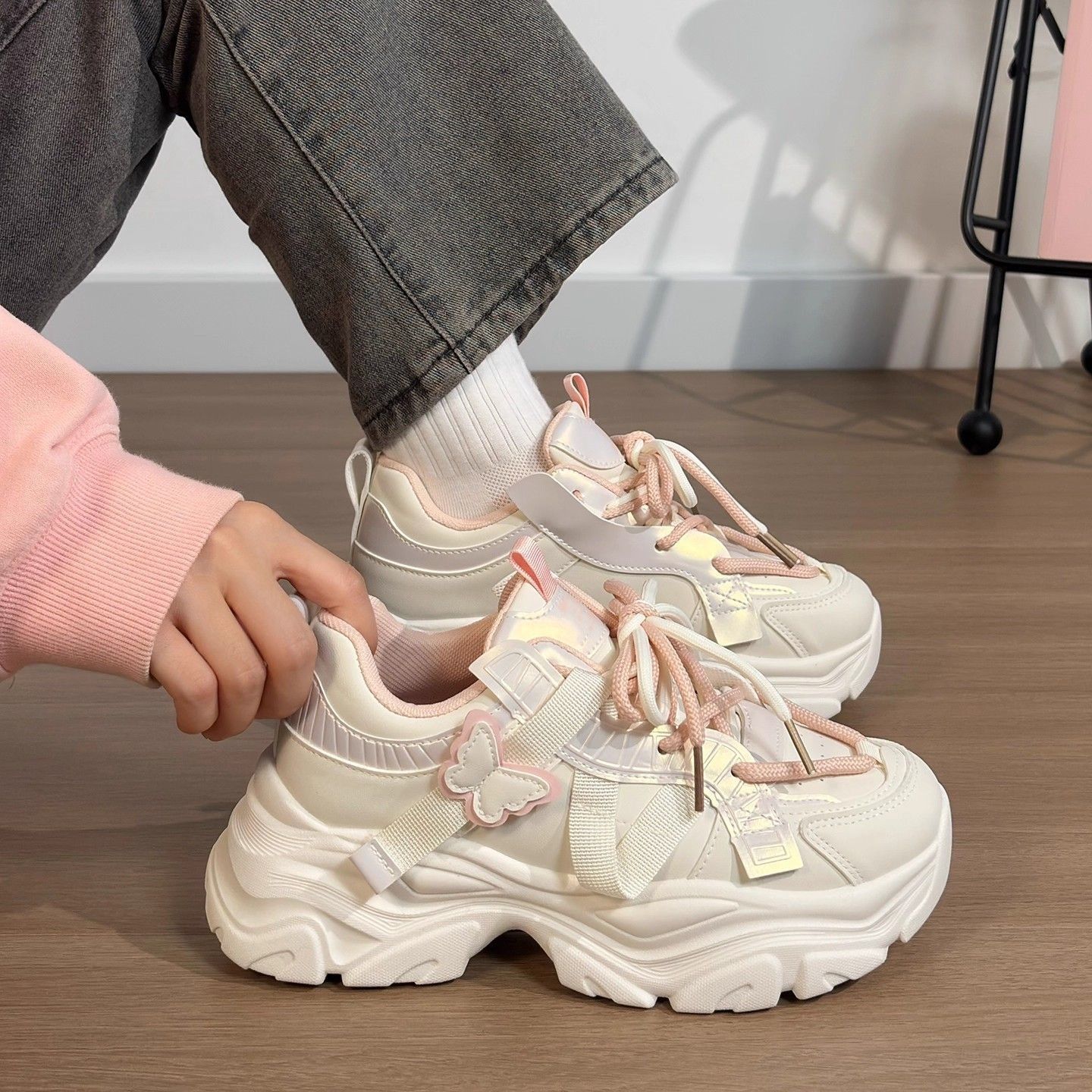 超轻厚底老爹鞋女款轻便