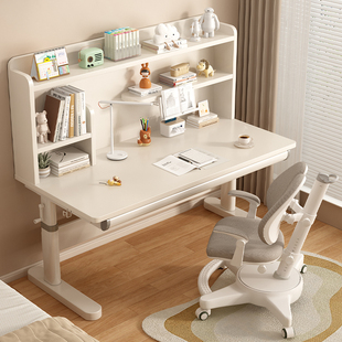 佰年穆儿童学习桌小学生家用可升降书桌书柜课桌椅组合实木书桌