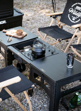 多功能IGT露营桌轻量化3单元大桌可折叠便携式战术野营桌全套装备