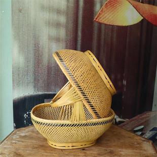 竹制品提篮 菜篮子 龙眼篮 大号购物竹篮子 精品手工编手提果篮