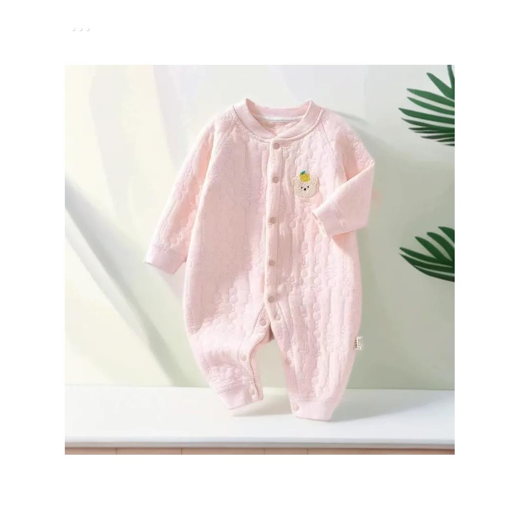 婴儿夹棉连体衣空气棉保暖宝宝衣服纯棉a类无骨哈衣爬服秋冬新款