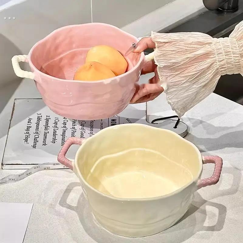 双耳汤碗螺蛳粉碗泡面 面碗烘焙烤碗陶瓷水果沙拉碗麻辣烫碗女生