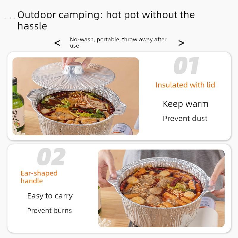 户外锅具露营炊具锡纸锅一次性火锅野餐卡式炉专用便携式烧烤煮锅