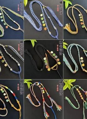 新手工编织锁骨链男女款个性横穿蜜蜡天珠挂绳珠毛衣链可调节