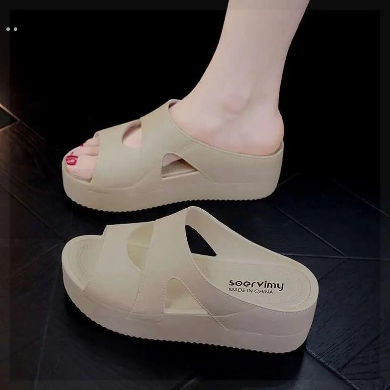 高跟拖鞋女外穿夏季新款厚底居家坡跟防滑增高松糕沙滩一字凉拖鞋