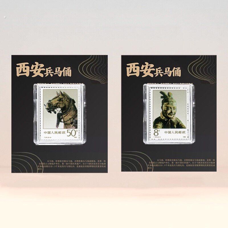 西安旅游纪念品秦始皇陵铜车马邮票冰箱贴亚克力盒送亲朋好友