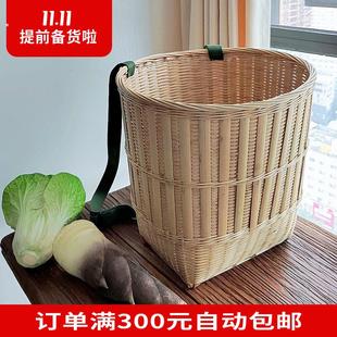 传统竹编背篓加厚加固头层竹皮竹筐椭圆形竹背带可调节手工编筐
